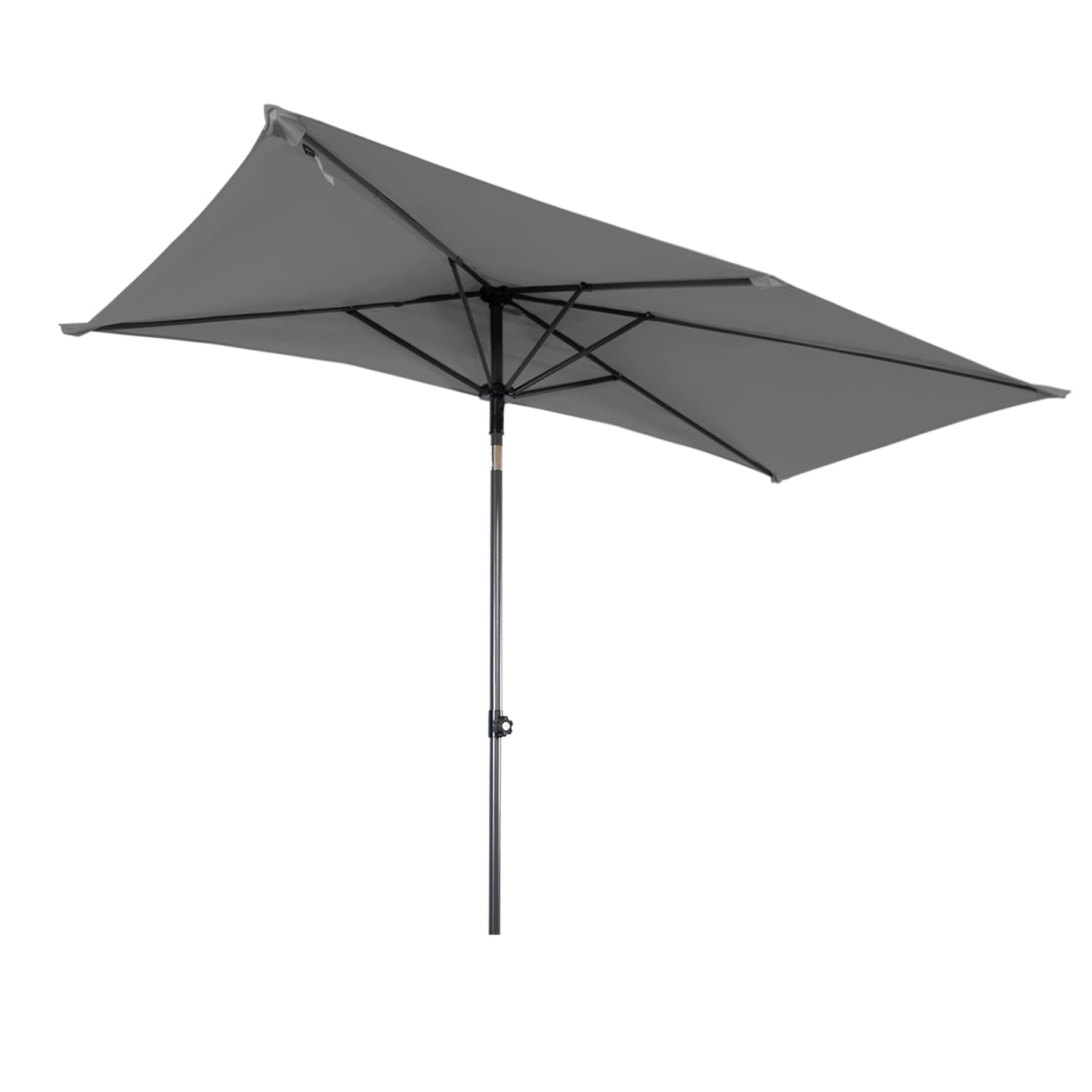 Angel Living Demi-Parasol de jardin, Parasol Droit Rectangulaire Inclinable, 2.5 x 1.3 m, avec Poussée Manuelle, pour Jardin Terrasse Balcon