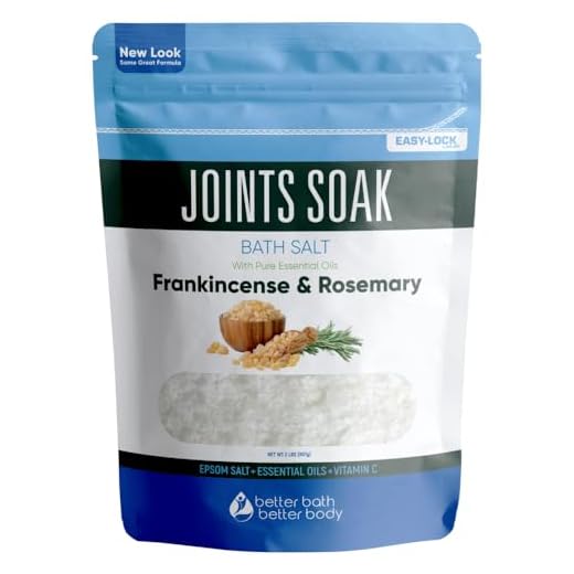 Joints Soak Bath Salt 32 Ounces Epsom Salt with Natural Rosemary, Frankincense and Peppermint Essential Oils Plus Vitamin C in BPA Free Pouch with Easy Press-Lock Seal