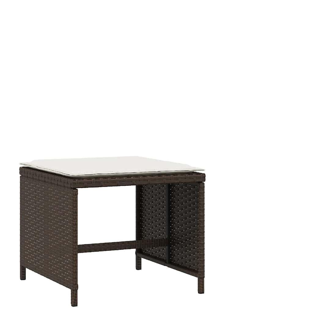 Fengshui Taboret rattanowy PE zestaw 4 szt. brązowy 41 x 41 x 36 cm
