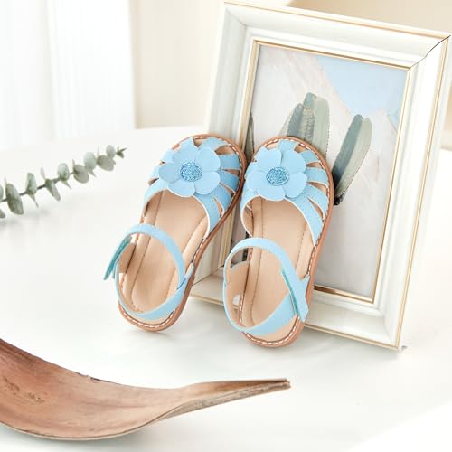Image of Flaryzone Girls Sandals Closed Toe Summer Flats Dress Sandals Shoes Toddler /Little Kid