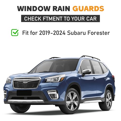 Image of Shatterproof Taped-On Window Deflectors for Subaru Forester 2019-2024 with Chrome Trim, Rain Guards, Window Visors for Cars, Vent Deflector, 4pcs
