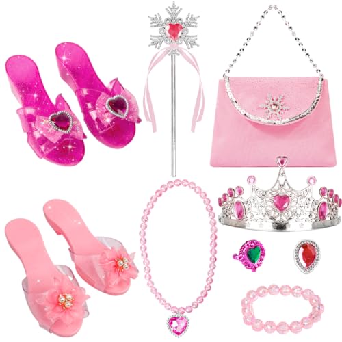LOYO Princess Dress Up Shoes - Princess Toys with Play Shoes & Pretend Jewelry Accessories for Little Girls Aged 3,4,5,6 Birthday Christmas Gift