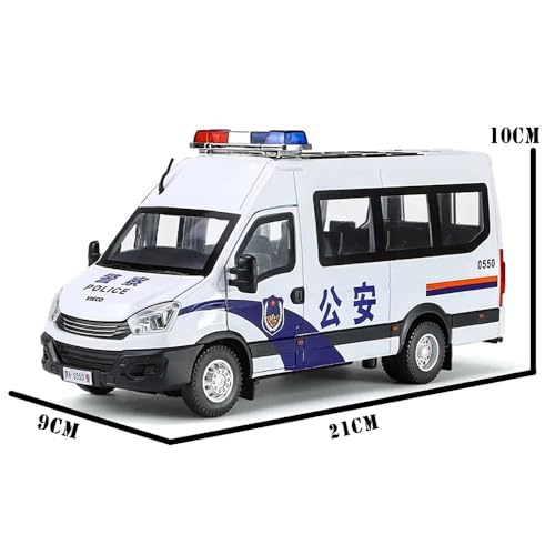 Image of Vaico 1:24 Police Van Car Diecast Model | Metal Pull Back Toy Car for Kids with Openable Doors, Lights & Music | Police Vehicle Toy for Boys Girls Collectors (White)