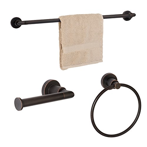 Dynasty Hardware 4000-ORB-3PC Manhattan Towel Bar Set, Oil Rubbed Bronze, with 24" Towel Bar (3 - Piece Set)