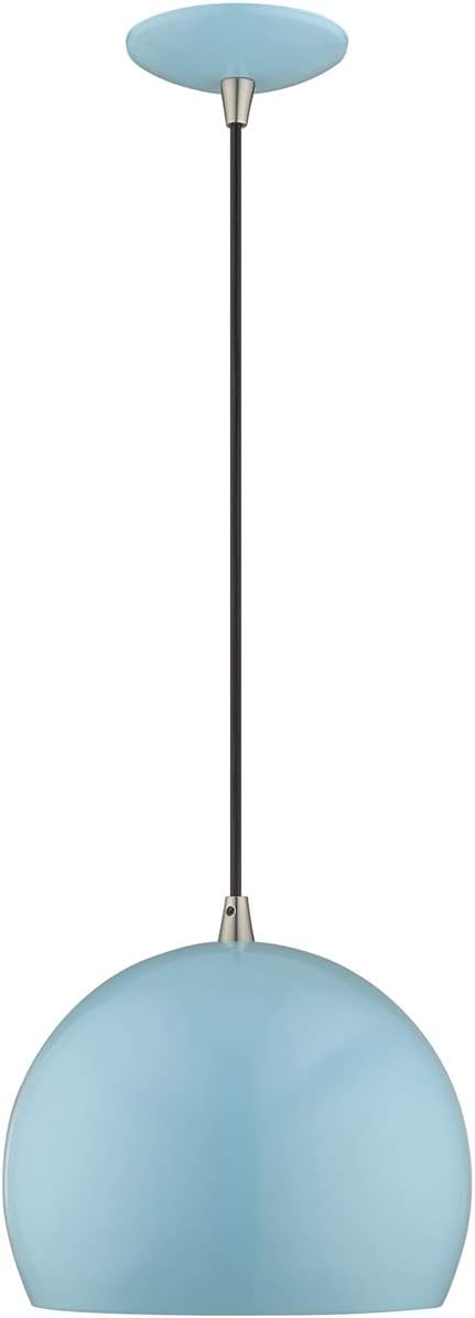 Exclusive Discount 🔥 Livex Lighting 41181-74 Metal Shade - 10 One Light Mini Pendant, Shiny Baby Blue Finish with Shiny Baby Blue Metal/Shiny White Shade 🔥 Crazy Deals Livex Lighting 41181-74 Metal Shade - 10 One Light Mini Pendant, Shiny Baby Blue Finish with Shiny Baby Blue Metal/Shiny White Shade