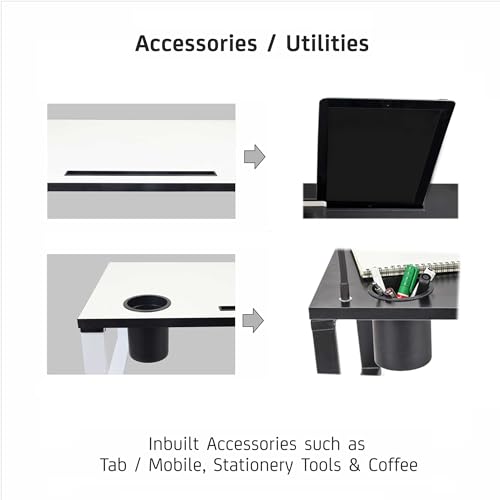 Image of Isomars Bed Desk /Floor Desk with Mobile Holder 76cm x 35.5cm (30 inch x 14 inch) Laptop Study Table for Work from Home, Online Classes, Card Games and Kid's Activities (with Holder: Black)
