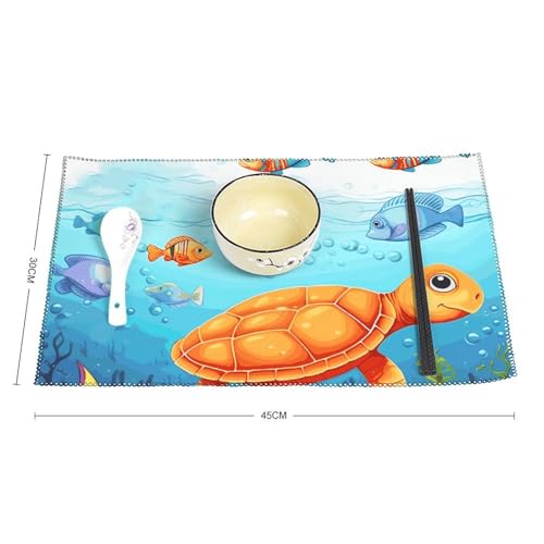 Sets de table anti-tache en toile protège table poisson tortue