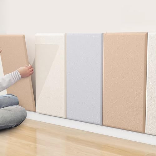 Beige 3D Wall Panels - Self-Adhesive Anti-Collision Pads for Bedrooms, Living Rooms & Playrooms - Tear & Stick, 6 Pcs Decorative Wall Decor