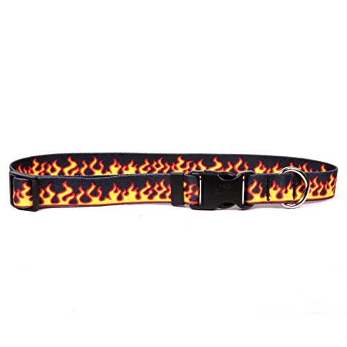 Image of Yellow Dog Design Red Flames Dog Collar, Medium-1 inch Wide fits Neck Sizes 14 to 20 inch Wide