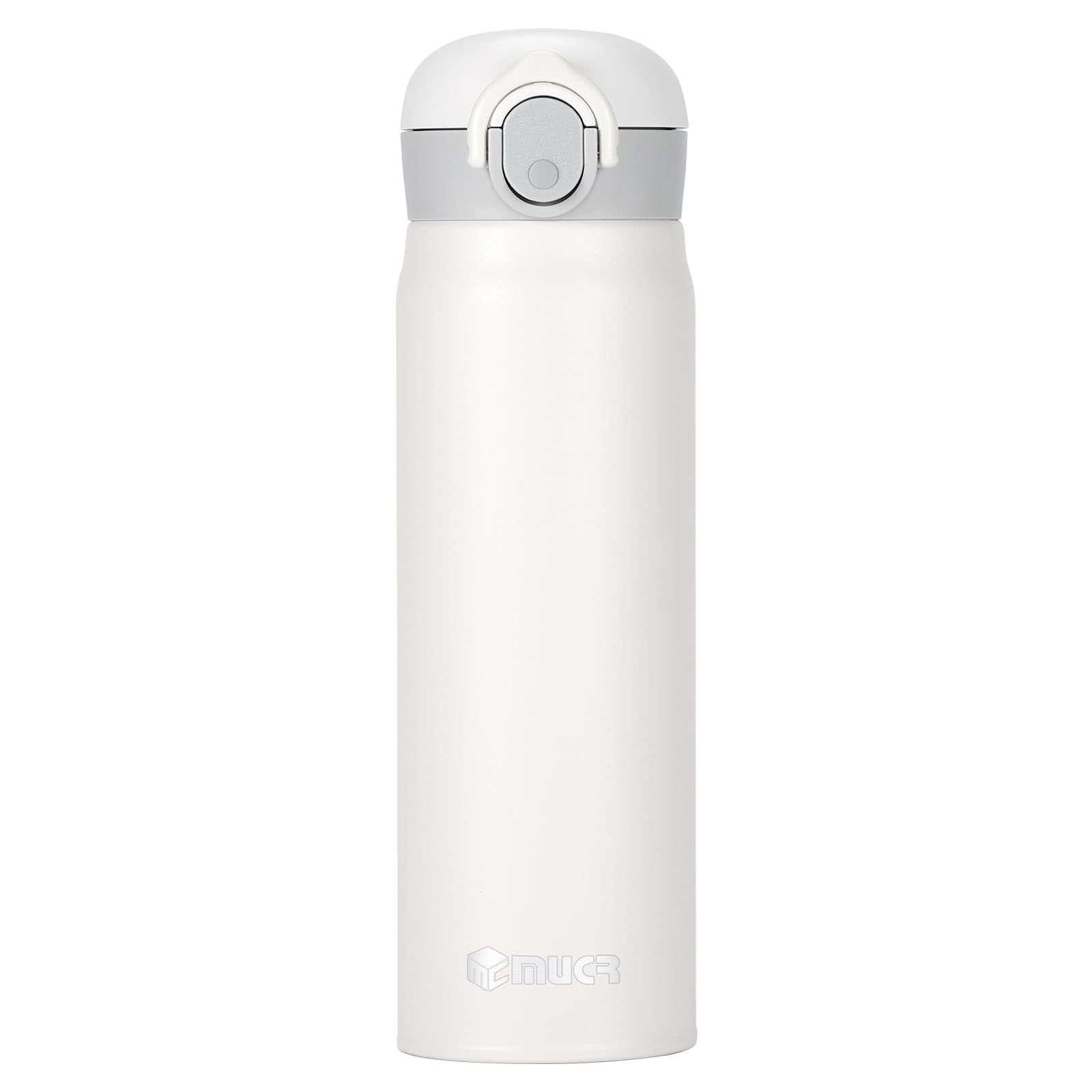 Cantimplora Botella de agua aislada de 500 ml con tapa abatible a presión, taza de viaje térmica de acero inoxidable, botella a prueba de fugas para bebidas calientes y frías, color blanco