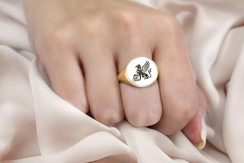 Bague griffon en or gravée, alliance unisexe et bague d'affirmation audacieuse