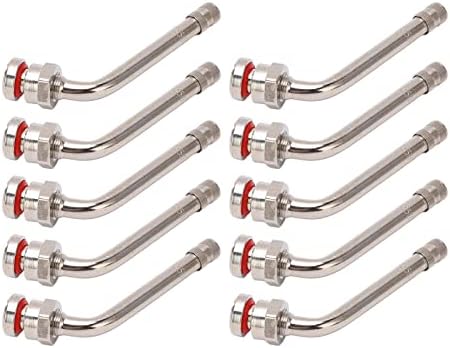 Pissente TR545D Aluminum Truck Tire Valve Stems, 60 Degree, 10-Pack, for 22.5 & 24.5 Inch Wheels