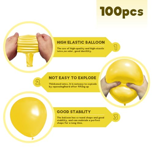 Image of Yellow Balloons Birthday Party Balloons - 100 Pack Balloon 12 inch for Sunflower Birthday Decorations