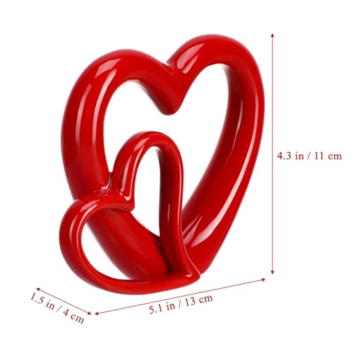 Figura de corazón rojo de cerámica para decoración miniatura 4