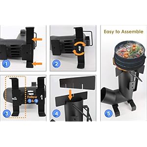 Stuffa a razzo da campeggio StarBlue con borsa per il trasporto GRATUITA - Fornello portatile con camera di combustione per cucinare all’aperto, campeggio, picnic, barbecue, caccia e pesca - immagine 6