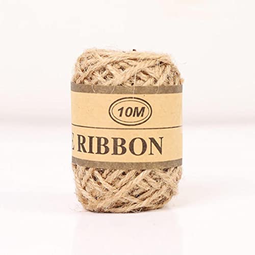 YJBEAPT Corda de juta de serapilheira natural de 10/50/100 m, corda para festa, presente de casamento, cordas para enrolar, fio para artesanato de coleção de recortes, decoração-1,5 mm x 10 m