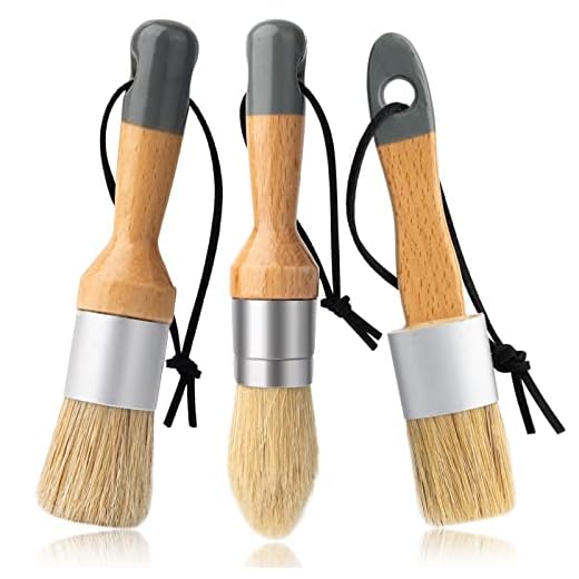 Mister Rui Chalk Wax Paint Brush, 3pcs, Chalk Paint Brushes for Furniture