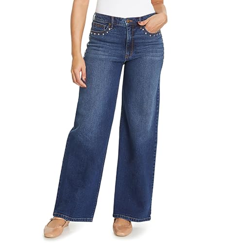 Nine West Wide Leg Pants Woman, High-Rise Stretchy Jeans for Women, Mom Jeans, Work Pants Available in Plus Size