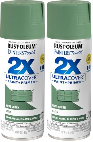 Rust-Oleum 249071 Painter's Touch 2X Ultra Cover Spray Paint, 12 oz, Satin Moss Green (Pack of 2)