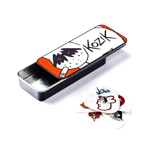 JIM DUNLOP Púas Frank Kozik, Caja en Metal de 6, Blanco, 0,73mm