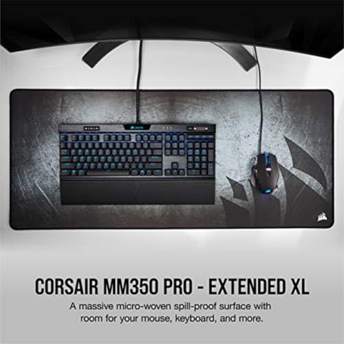 MM350 PRO Tappetino per Mouse da Gioco, Tessuto Impermeabile di Qualità, Superficie 93 cm x 40 cm, Tessuto in Microtrama, Base Gomma Spessore Elevato 4 mm, Antiscivolo, Esteso XL, Nero/Grigio - Mousepad - Immagine 1