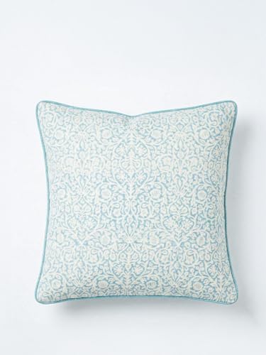 Image of Bougainvillea Hand Block Print 100% Cotton Fabric Cushion Covers 16 x 16 Inches | Decorative Throw Pillow Covers for Sofa, Bed & Living Room | Soft & Durable Jaipuri Cushion Cover | Set of 2