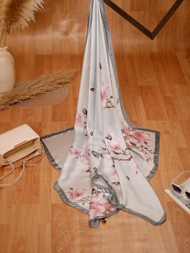Image of Printed Poly Silken feel Scarf Stole for Women | Stylish, Soft, & Lightweight | Satin Feel Neck Scarf, Hair Scarf, Head Scarf for Women