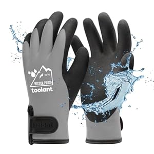 100% Waterproof Gloves for Men and Women, Winter Work Gloves for Cold Weather, Touchsreen, Thermal Gloves for Freezer Work, Fishing and Gardening, with Grip, Grey, X-Large