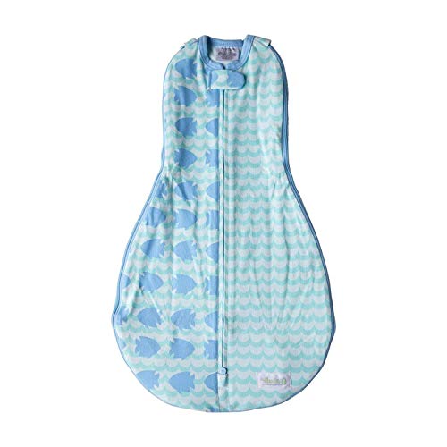Woombie Grow with Me Baby Swaddle, Convertible Swaddle Fits 0-9 Months, Expands to Wearable Blanket for up to 18 Months, Fishy
