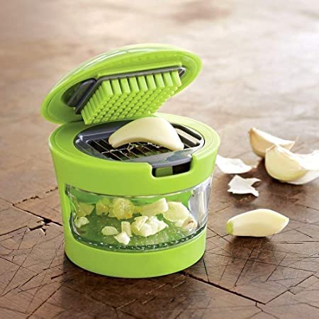 Qureza Ginger Garlic Crusher I Stainless Steel Blades, Multipurpose Easy Use I Crushers for Chilli, Ginger, Dry Fruits I Mini Press Chopper I Peeler I Slicer I Cutter for Kitchen I Assorted Colour-image-19