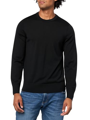 Brooks Brothers Men's Regular Fit Merino Wool Crewneck Long Sleeve Sweater, Black, Small