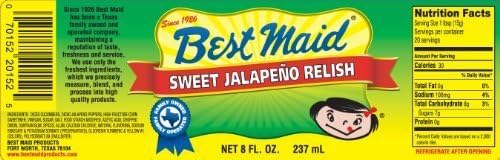 Best Maid Sweet Jalapeno Relish 8oz Jar (Pack of 3) by Best Maid Products