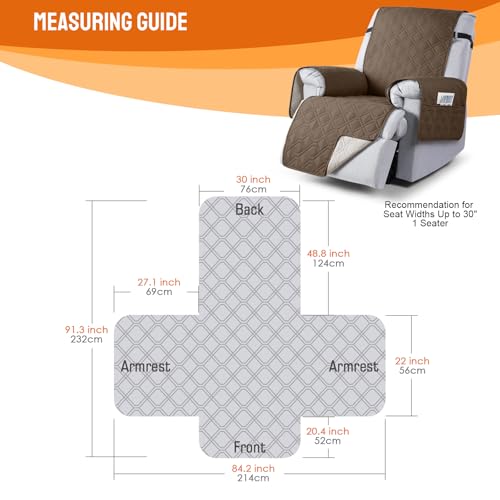 Image of VANSOFY 100% Waterproof Recliner Chair Covers, Recliner Cover Non-Slip Dog Chair Cover Furniture Protector Washable Slipcover with Pocket, Elastic Straps for Pets, Dogs(Brown, 30 inch)
