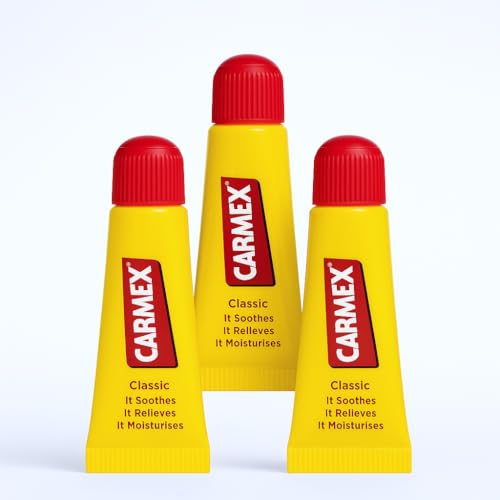 MM Carmex Classic Moisturising Lip Balm Tube 10g (Pack of 3) – Soothes Dry & Chapped Lips, Hydrating Lip Care, Long-Lasting Protection, Travel-Friendly Lip Balm