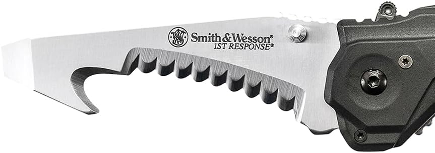 Smith & Wesson 1st Response M.A.G.I.C Folding Knife with Glass Breaker, Glass-Filled Nylon Handle, 3.4" Blade, Stainless Steel, For Survival, Tactical, and Everyday Carry