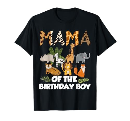 Mama of The Birthday Boy Zoo Animal Safari Familia a juego Camiseta