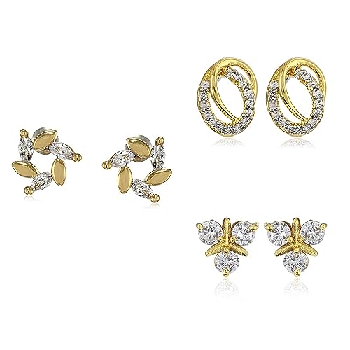 Estele Valentines Day Gift Gold Plated Stud Earrings With AD stones For Girls & Women, multicolour, one size (B08VHF8J67) Amazon Price History, Amazon Price Tracker