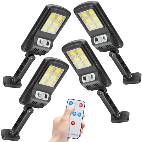 Kit 4 Refletor Solar, Preto, Led3 Modos Iluminação Externa Prova D'água, Refletor Solar Led, Lumina