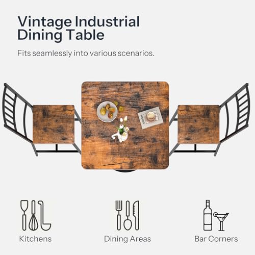 HOOBRO Dining Table, Square Dining Table for 2, 27.6" Dining Room Table for Small Spaces, Tulip Kitchen Table, Anti-Slip Heavy Base, Easy to Assemble, for Living Room, Kitchen, Rustic Brown BF18CZ01