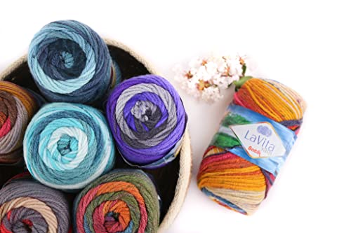 Lavita Yarn Batik Hand Knitting Yarn, 5-Pieces Pack, 100% Acrylic Yarn, 1 Ball 100 Gr, 170 Mt (Dg16) #TOP3