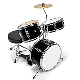 【Set con 3 Strumenti Musicali】Il set include i piatti di 20 cm, il tom di 20 x 15 cm, il rullante di 25 x 10 cm e la grancassa di 33 x 20 cm. Ci sono anche 2 solide bacchette di legno, il pedale della grancassa e lo sgabello. Inoltre, lo sgabello ha 3 altezze regolabili per sedersi meglio.