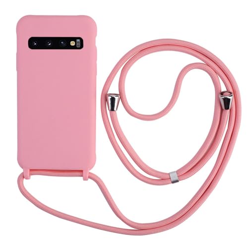 Étui pour Samsung S10 Plus collier sangle rose et protection antichoc TPU