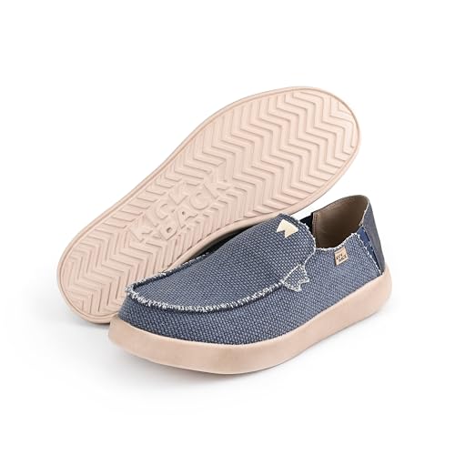 Kickback Barbeach Canvas Mens Slip On Loafers - Lightweight Canvas Slip in Shoes - with Leather Lined Memory Foam Insoles - Mens Casual Slip on Summer Shoes - Machine Washable4