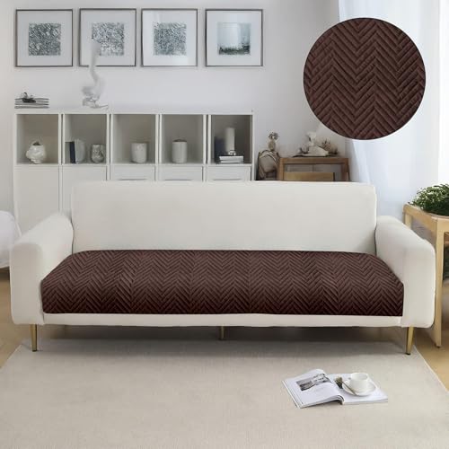 Image of Amazon Basics - Velvet Quilted Make Your Own Sofa Cover | 3 Seater | Multi-Layered Fabric | 180cm x 70cm | 350 GSM | Color - Brown