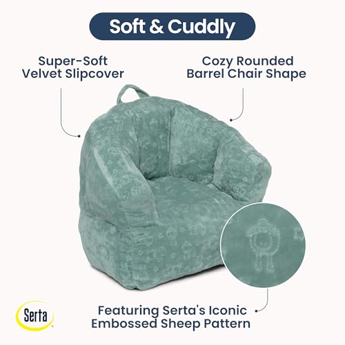 Delta Children - Serta Kids Plush Barrel Toddler Chair, Soft Foam Chair Bean Bag Chair Alternative for Boys and Girls, Cozy Seat for Reading, Watching Cartoons, Playroom Nursery Bedroom, Sage by Delta Children - Image 4