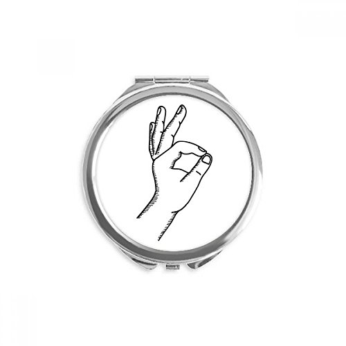 Miroir rond de poche dessin geste ok 2,6 pouces compact et portable