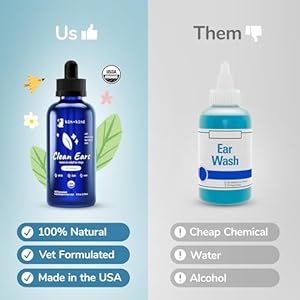kinkind Organic Ear Cleaner for Dogs Made in The USA Easy to Use Mess Free Dog Ear Drops for Wax Odor Itchy Dog Ears wWitch Hazel Tea Tree Oil Aloe Vera Ear Wash for Dogs 4 fl oz