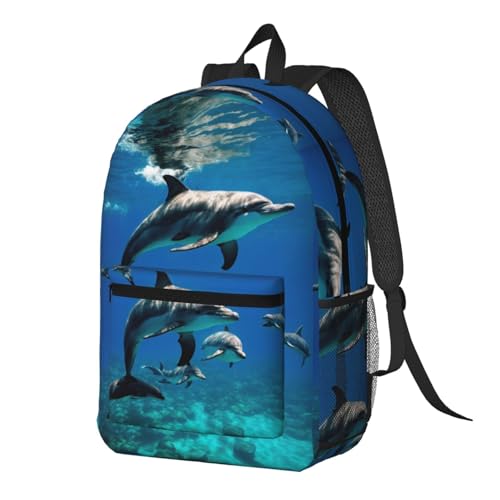 Sac à dos quotidien dauphin drôle 43,2 cm idéal pour voyage et sorties - 2