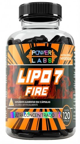 Lipo 7 Fire, Termogênico (Melhor que Lipo 6 Black) Cafeína e Carnitina, Ultra Concentrado, 120 Cápsulas - Power Labs