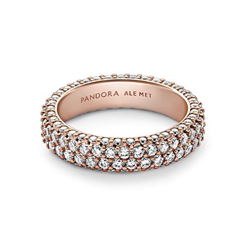 Bague Double Rang Pavée PANDORA Timeless en or rose avec pierres
